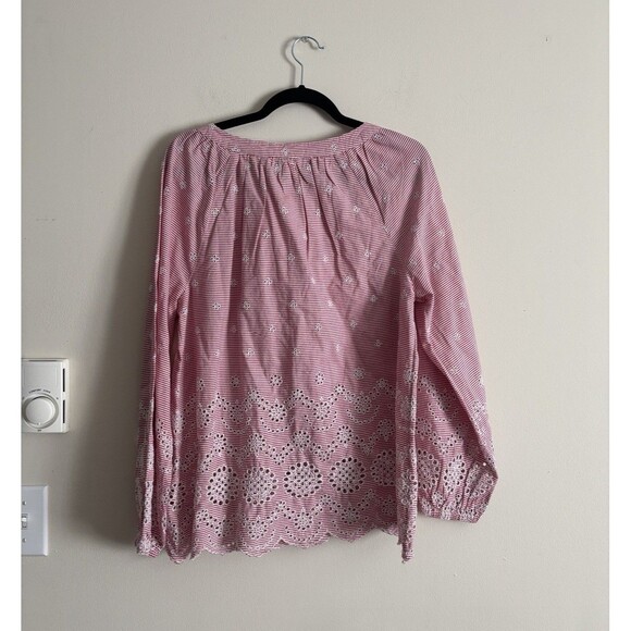 Sundance Womens Small Top Eyelet Embroidered Red Pink White Nautical‎ Coastal - Picture 5 of 5